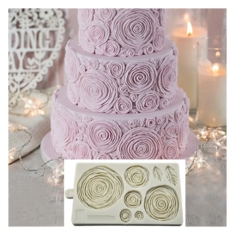 Ruffled Roses Mould Cake Decorating Tools Fondant Mold Silicone Mold For Sugarpaste Flower Paste Marzipan Modelling Paste K259 T200703