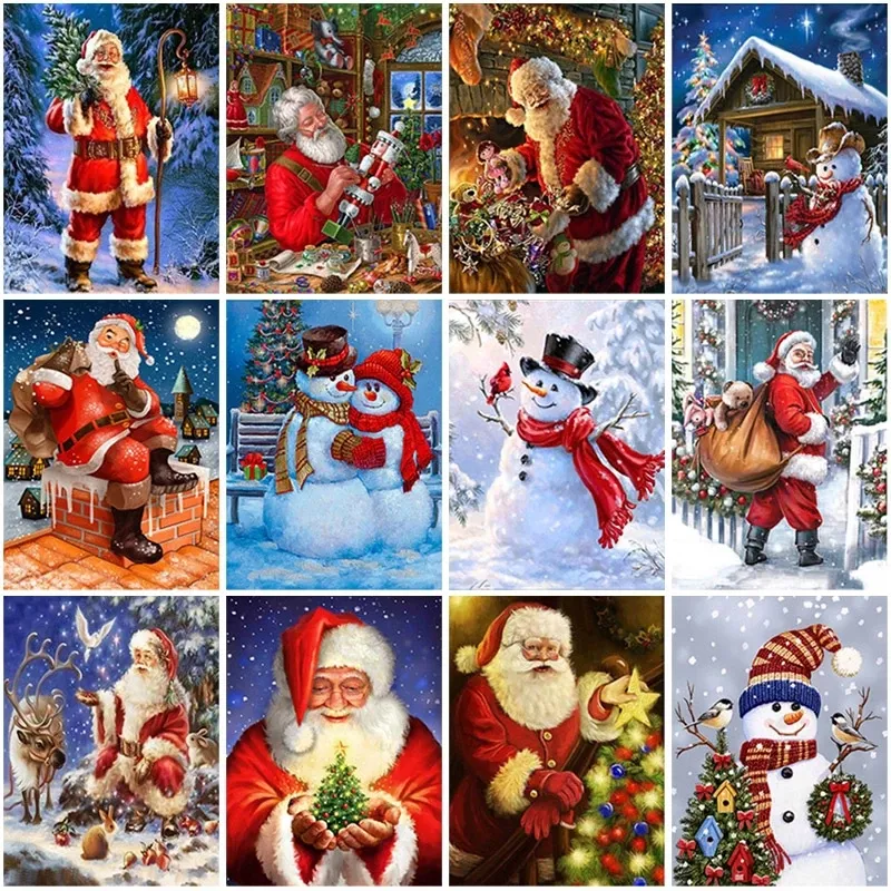 15x20cm DIY Diamond schilderij Kerstkits voor volwassenen 5D Santa Claus Diamanten borduurwerk Snow House Landschap Mozaïek Cross Stitch Crafts Home Decoratie C0621G12