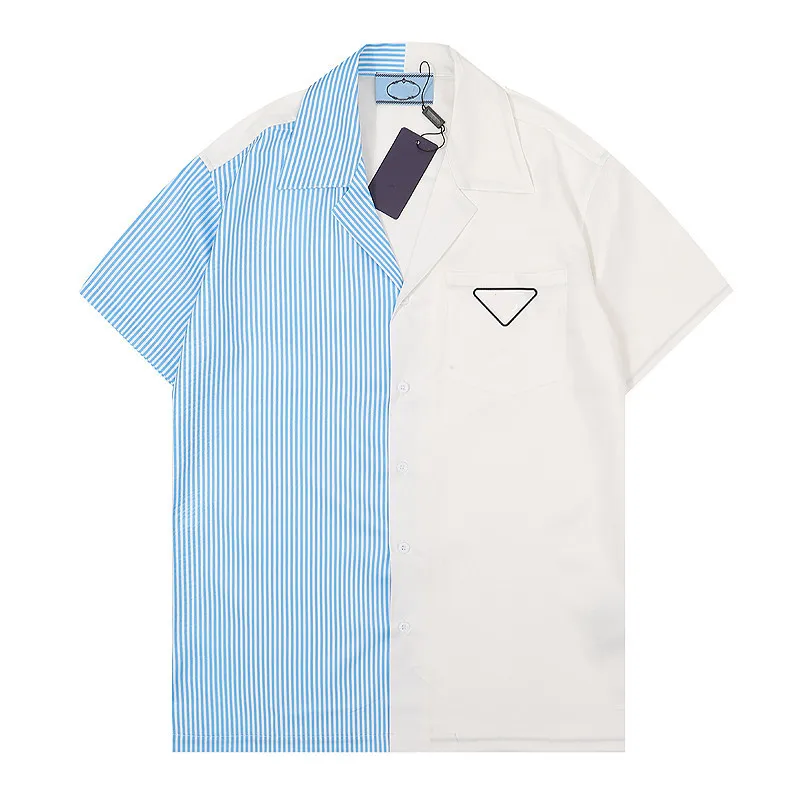 Chemises décontractées pour hommes chemise à manches courtes style de plage coutures colorées T-shirt d'affaires classique bouton revers coupe ajustée chemises de haute qualité vacances d'été plus la taille # 10