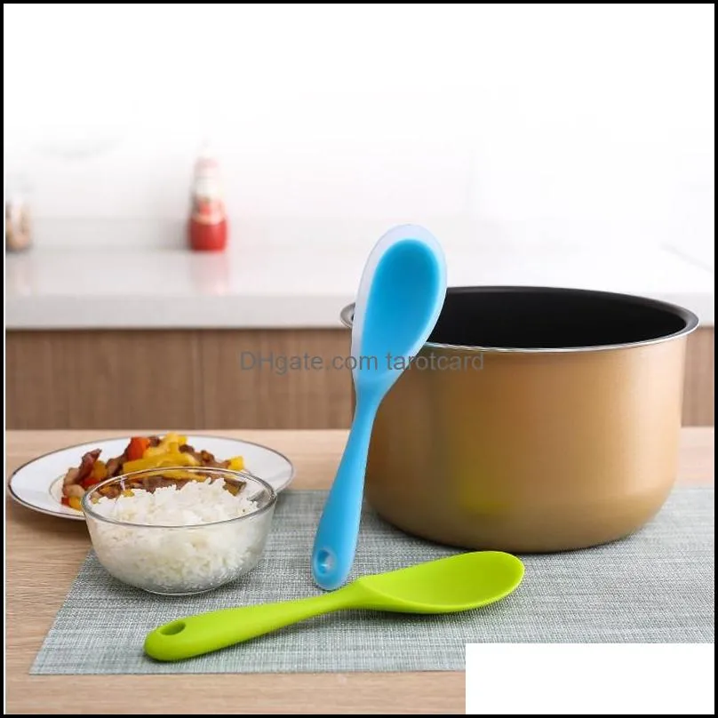 Creative silicone kitchen tools High temperature resistance electric rice cooker rice spoon one-piece Don`t hurt pot rice scoop