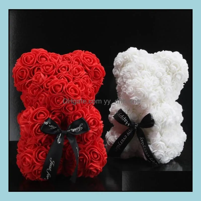 rose teddy bear new valentines day gift 25cm flower bear artificial christmas gift for women valentines gift sn3662