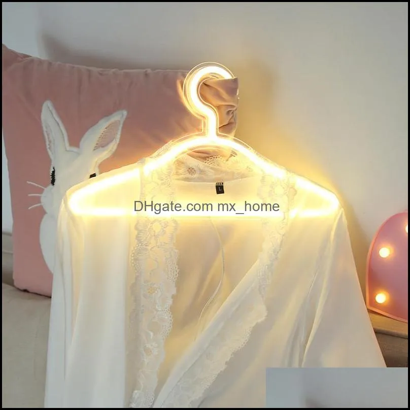 Creative Led clothes hanger neon light Clothes Hangers ins lamp proposal romantic wedding dress decorative clothes-rack T9I00950