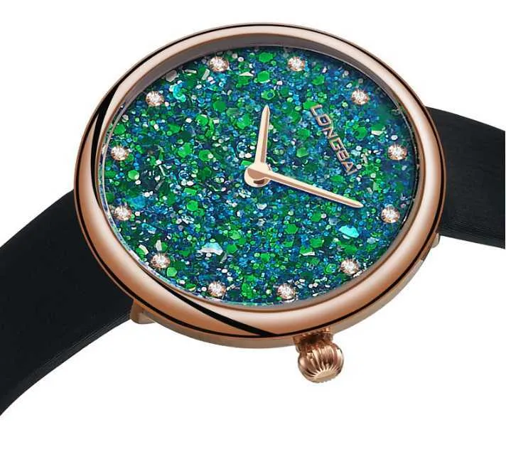 Joyería Mira Longbai Gem Small Diamond 2021 Relojes para mujeres de cuarzo Moda de 6.7 mm ultra delgada Dial de alta calidad Correa de cuero Dama