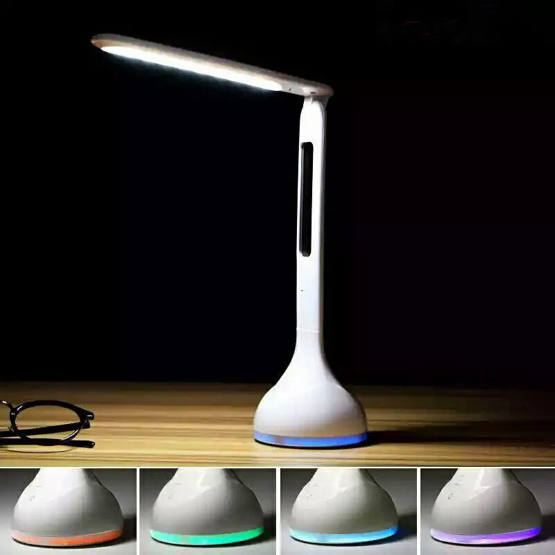 Tischlampen, LED-Schreibtischlampe, Augenschutz, geeignet für Büro, Schlafzimmer, Arbeitszimmer, mit Uhr, Kalender, Temperatur, Wecker, Tisch