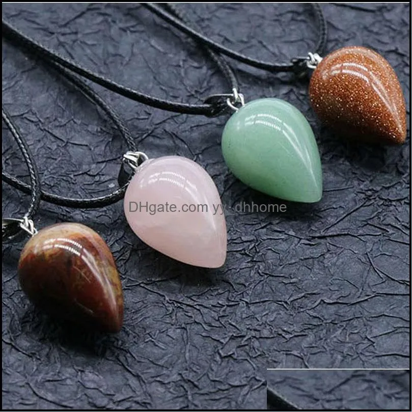 natural energy crystal stone pendant necklaces with rope chain for women men party club birthday decor jewelry