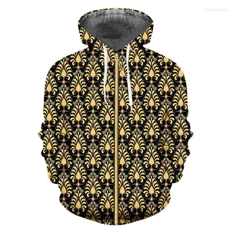 Herren Hoodies Sweatshirts Reißverschluss Hoodie Barock EU-Größe Street Style 3D-Druck Golden Floral Luxus Frauen Oversize Pullover Großhandel 6XL