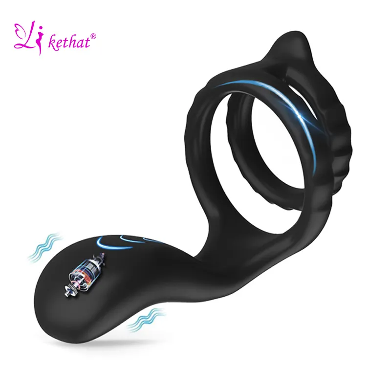 Retarder l'éjaculation pénis vibrateur anneau pour adultes coq mâle chasteté ceinture durable érection masturbateur sexy jouets hommes beauté articles