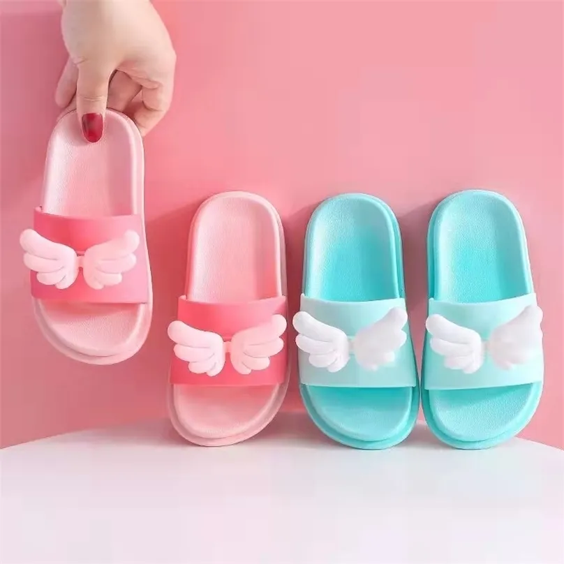 Summer Children Slippers Angel Kids Non-Slip Soft Sole Cartoon Bathroom Home Slippers Kids Beach Shoes Kids Kid Shoes 220426