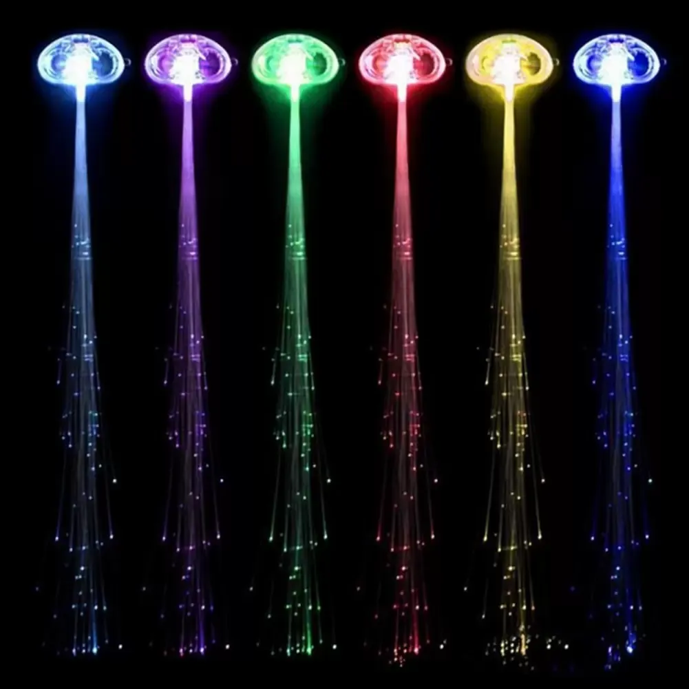 LED Light Up Braid Luminous Fiber Optic Hairpin Decor for Halloween Party Bar C0628x03