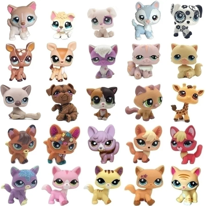 LPS CAT rare cute toys standing short hair cat original kitten husky puppy dog animal old bobble head toys 220815