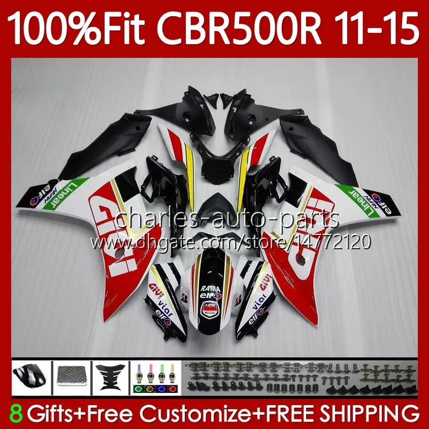 Bodys de molde de injeção para HONDA CBR500 RR CBR 500 R CC 500R RR 11-15 Bodywork 126No.5 CBR500R Branco Vermelho 11 12 13 14 15 CBR500RR 2012 2012 2015 2015 Kit de Feira do OEM