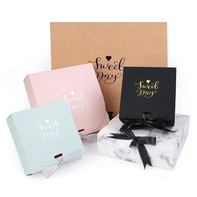 5st Black White Kraft Paper Gift Event Party Supplies Packaging Wedding Birthday Packing Boxes Support Custom 220706