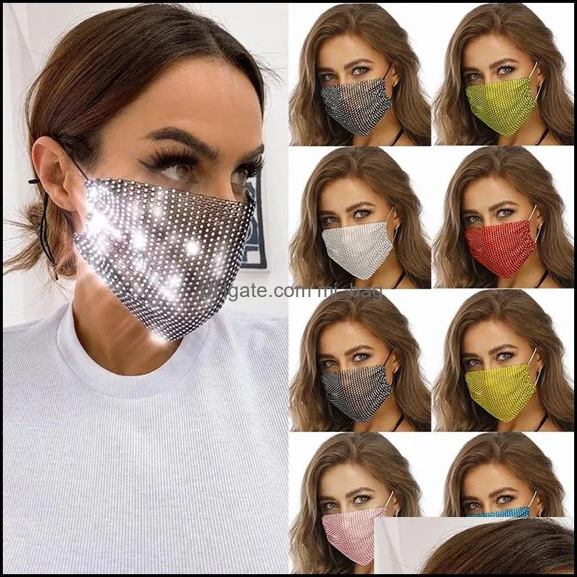 fashion colorful mesh designer party masks bling diamond rhinestone grid net washable sexy hollow mask for women wll927