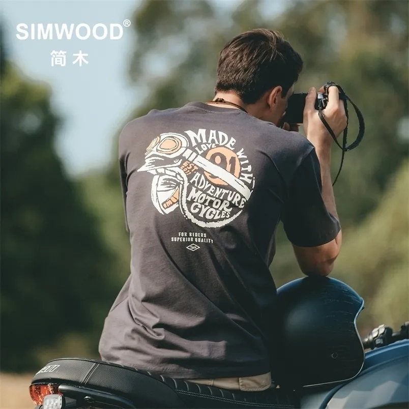 Primavera do verão traseiro de motocicleta tshirts Men tops 100% algodão solto camisetas de tamanho grande tshirts 220527