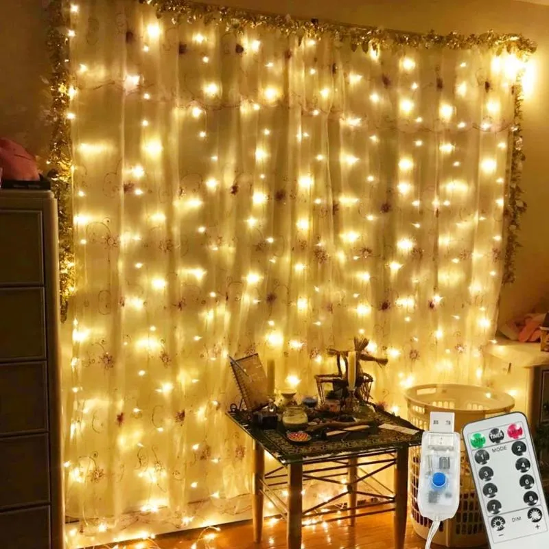 Strings Vorhanglichter Leuchten Innenräume Wasserfall Feenschnur USB 3x2m LED -Schlafzimmer Dekoration für Hochzeits Weihnachtsfeier Urlaubsjahr