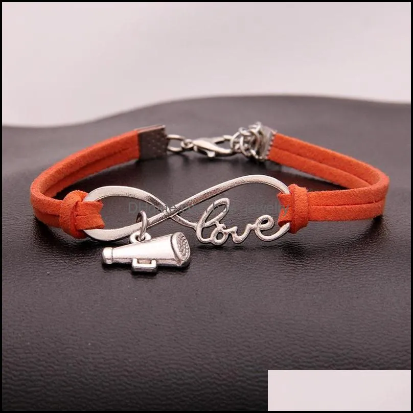 Cheer leader Horn Charm Bracelets Wish infinity Love Velvet Rope Wrap Bangle For women Men Luxury Sports Jewelry Gift