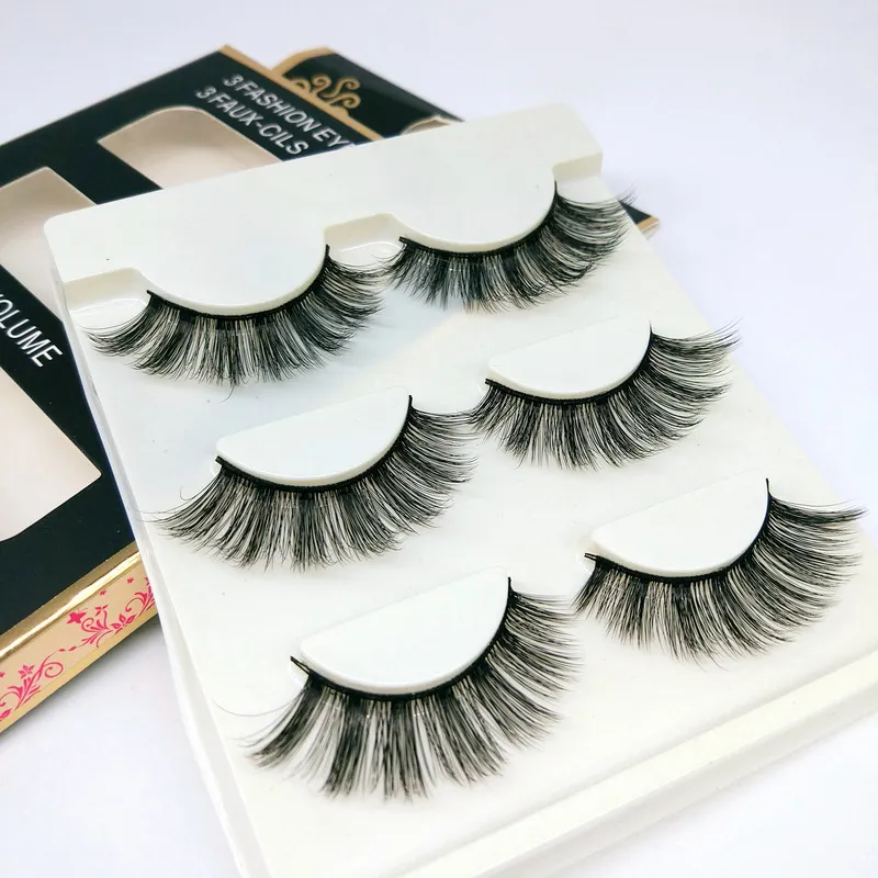 3D Mink False Eyelashes Women Beauty Makeup Natural Long Thick Eyelash Extension Handgjorda ögonfransar Maquillage 3pairs/Set