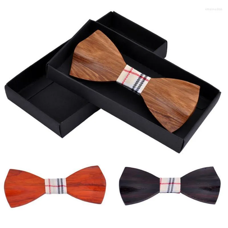 Noeuds papillon mode femmes hommes accessoires bois cravate 3D à la main papillon classique en bois hommes fête de mariage noeud papillon Emel22