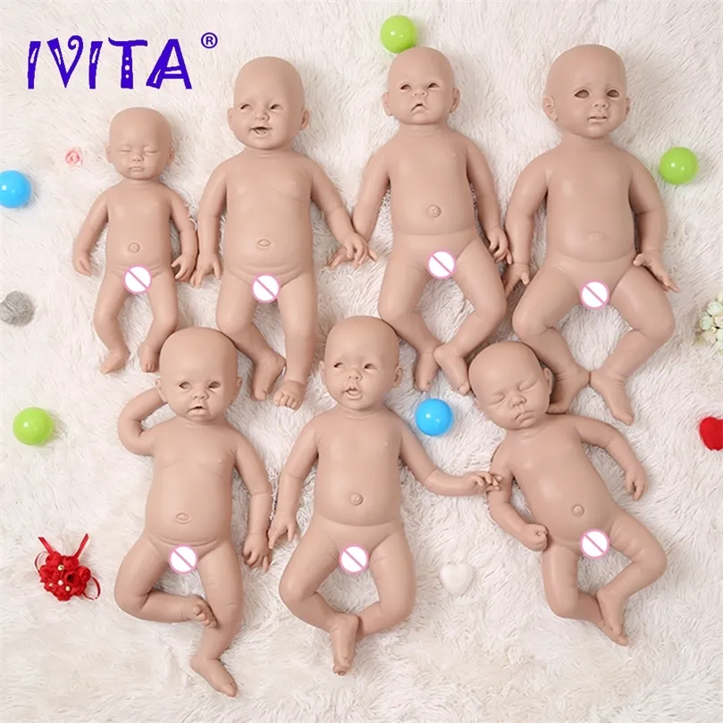 IVITA SILICONE REBORN BABY DOLL 3 Färger Eyes Choices Life Born Baby Omålad oavslutad mjuka dockor Diy Blank Toys Kit 220707