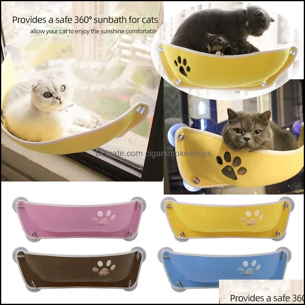 Hanging Pet Cat Hammock Bed Basket Sunny Wall Window Mount Beds Suction Cup Comfortable Perch Shelf Seat For Cats Dogs Rest House Drop Deliv