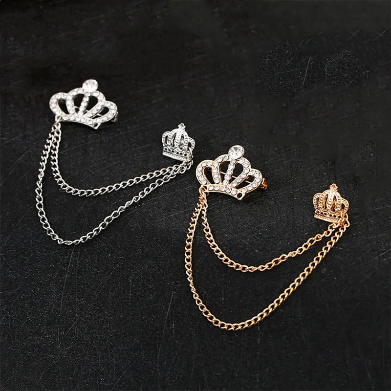 Okllen 48-Piece Small Crown Brooches - Silver & Gold Rhinestone Pins For Lapels, Sashes, Weddings