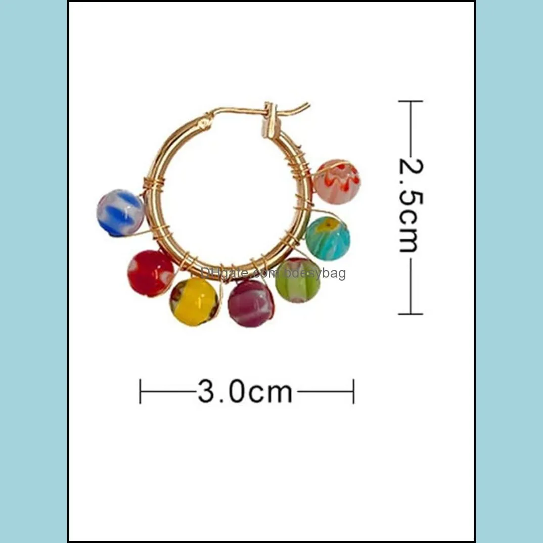 Ins Tide Glass Earrings Candy Color Ear Cuff Niche Design Temperament Early Spring Personality Trend Sweet Cool Jewelry