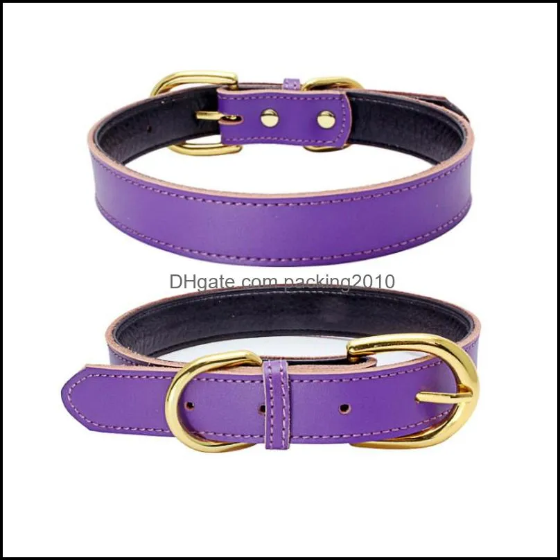 Gold Pin Buckle Dog Collar Adjustable Fashion Leather Dog Collars Neck Pet Supplies accessories