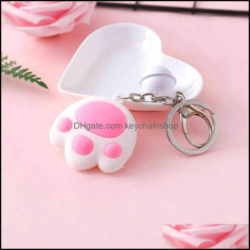 cute cat claw keychain popular for women kids keychain soft rubber bell car pendant key ring pendant fashion gifts 2022