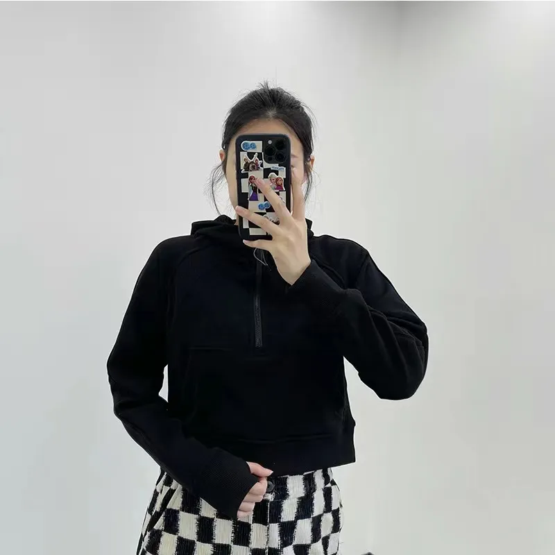 Quick Dry Half Zip Hooded Yoga Jacket Womens Fitness Sweatshirt With