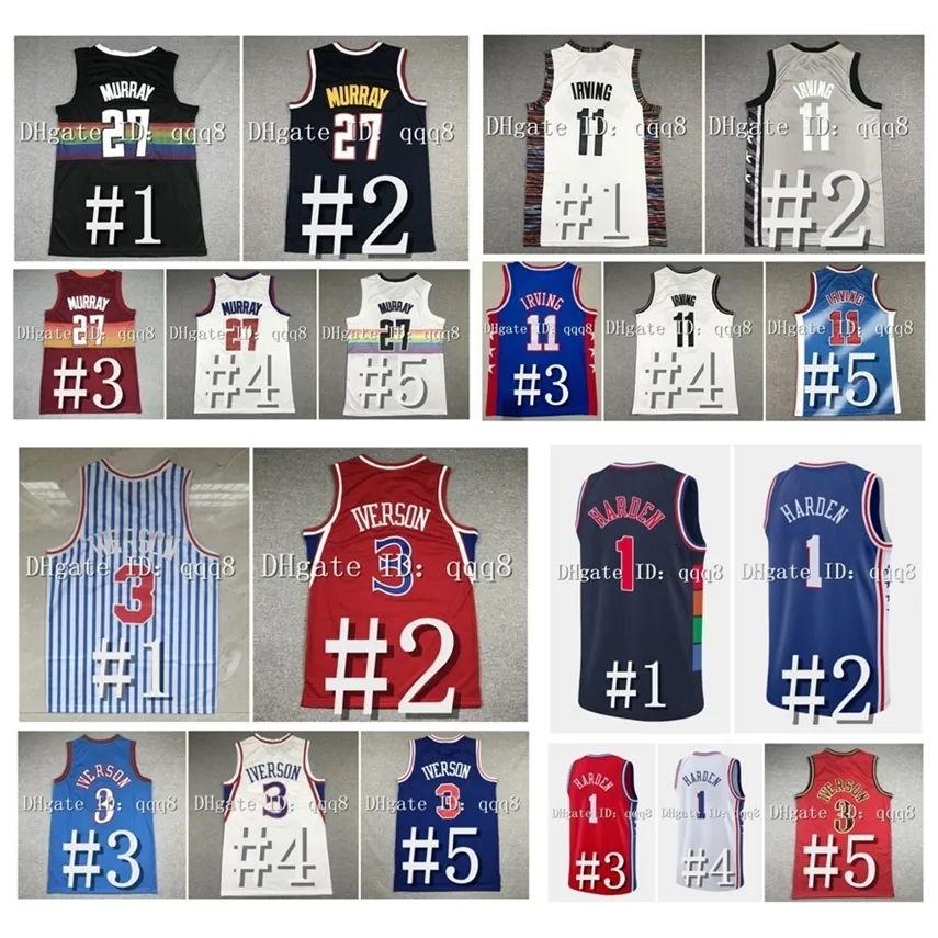 NC01 James 1 Harden Joel 21 Embiid Allen 3 Iverson NCAA Jersey Tyrese Maxey Nikola Jamal Mutombo Petrovic 15 Jokic Irving Kevin 7