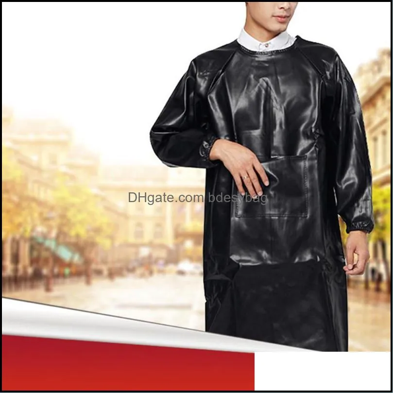 leather long sleeve cooking baking aprons waterproof oil-proof kitchen restaurant aprons for women man cleaning tools