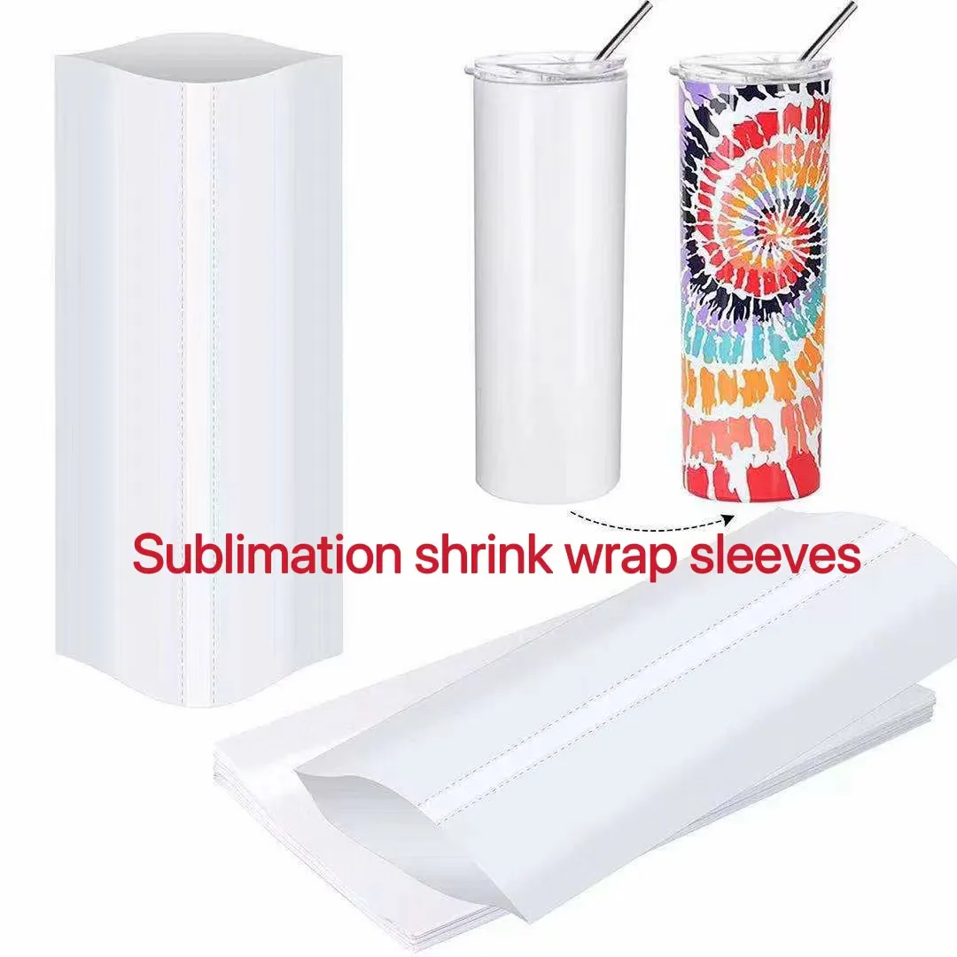 Wholesale White Sublimation Shrink Wrap Sleeves For Straight And Wine Tumblers Foam Packing