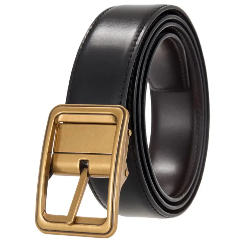 Belts Luxury Designer Brown Pin Buckle Belt Casual Two-layer Cowhide Perforated Korean Golf Plus Size 110-130 CMBelts