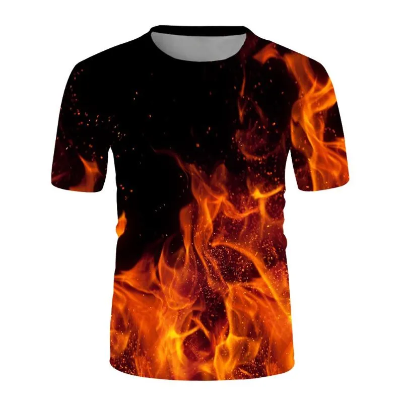 T-shirts pour hommes Flamme pour hommes Impression 3D à manches courtes Top Fashion Nouveauté Blouse Chemises longues pour hommes SlimMen's