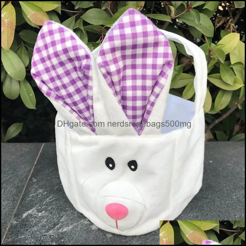 Hot Easter storage basket, hand basket, long ears plush Easter rabbit decorated small round basket holiday series T2D5017 270 G2