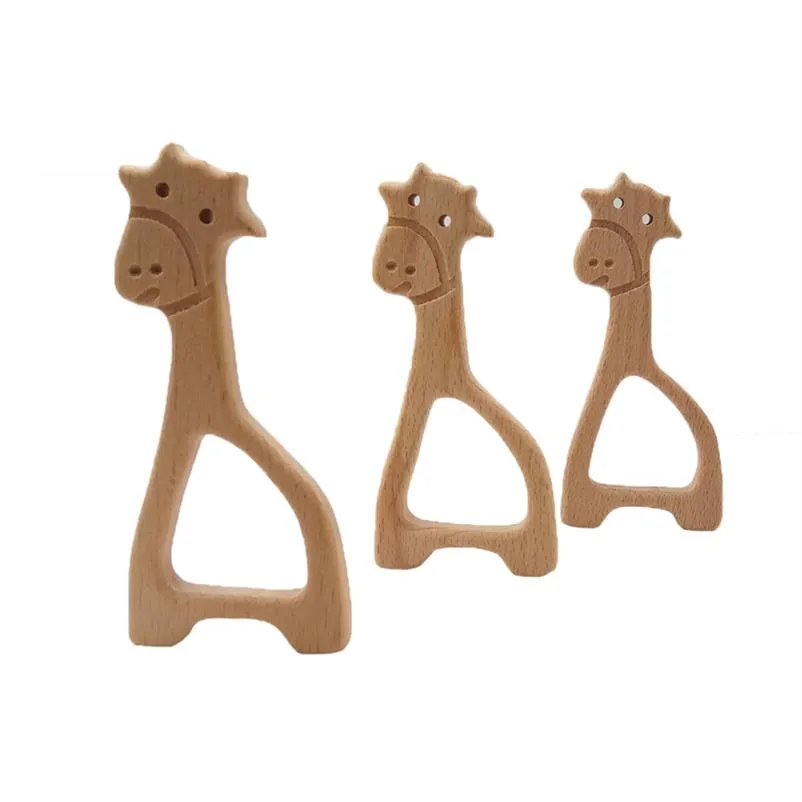 Beech Wooden Giraffe Teether Animal Shaped Baby Teethers Infants Teething Toys Baby Accessories For Baby Necklace Making208L