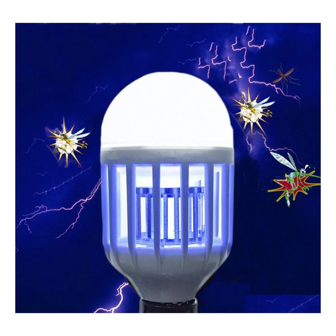 Żarówki LED Electric Pułapka Lekko Walka 15 W E27 Mosquito Killer BB Anti Insect Fly Bug Zapper 2835smd Lampa 110V 220V Nocna kropla dostarcza DH8NF