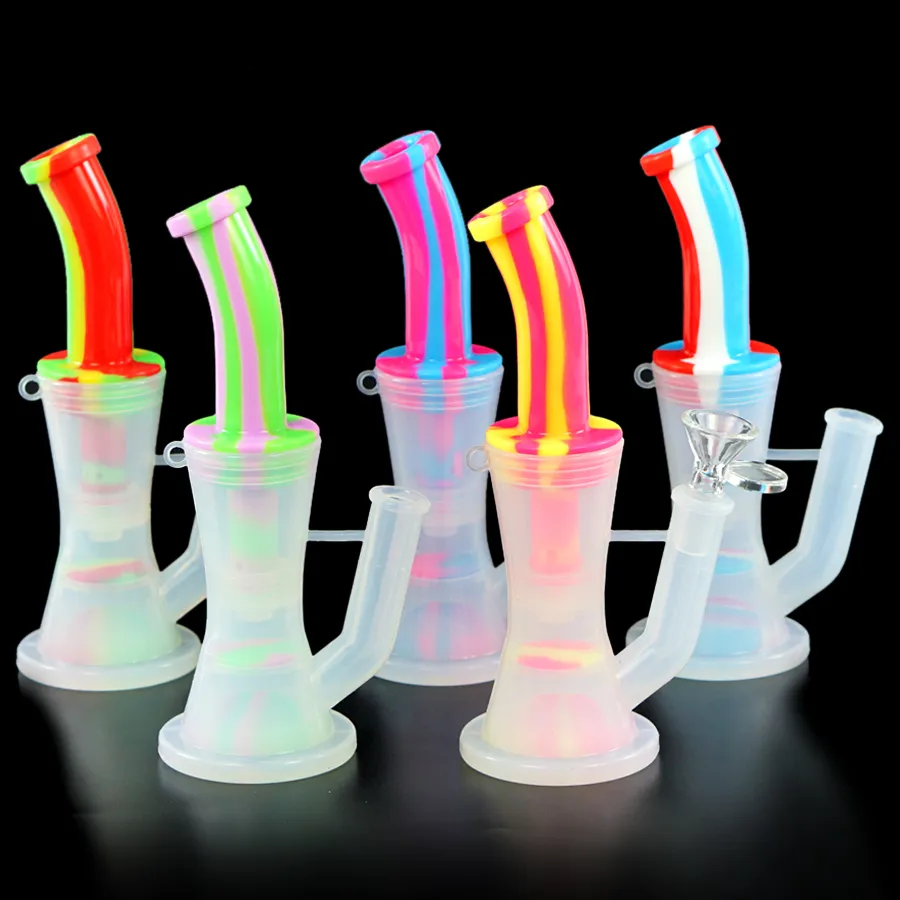 Silicone smoking pipes water bong hookahs dab rig bong with glass bowl