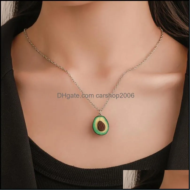 cute avocado shape pendant necklaces for 2 best friend necklaces-girls boys pendant with heart friendship