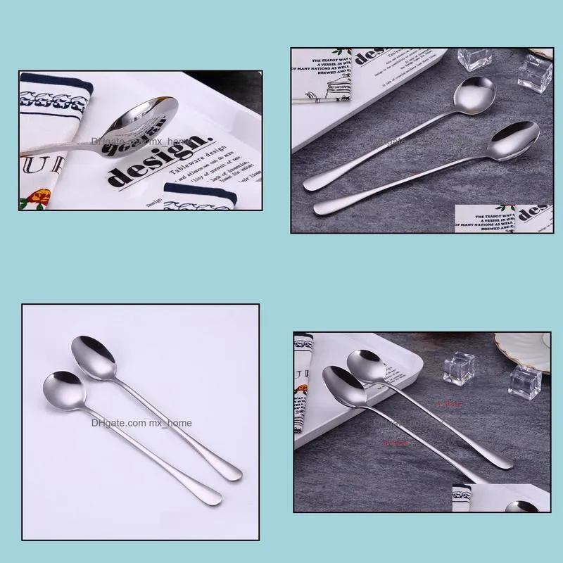 new stainless steel long handle spoon coffee latte ice cream soda sundae cocktail scoop free shipping sn1676