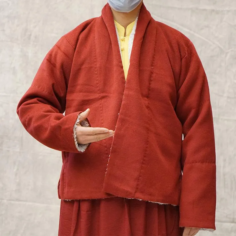 Ubranie etniczne pomyślne ubrania mnich lama zima pluszowe ciepłe dongbo tybetańskie bawełniane płaszcz