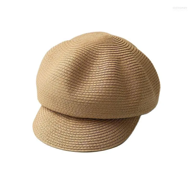 Summer Fashion Straw Braided Breathable Sunshade Ladies Octagonal Hat Casual And Playful Cute Anti-UV Cutdoor Cap Women Wide Brim Hats Elob2