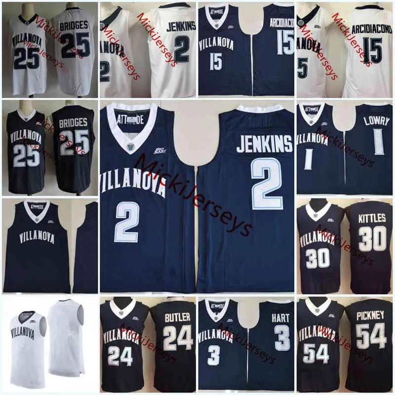 Xflsp College Custom Villanova Wildcats Basketball Jersey Kyle Lowry Josh Hart Donte DiVincenzo Jalen Brunson Mikal Bridges Kris Jenkins Bryan