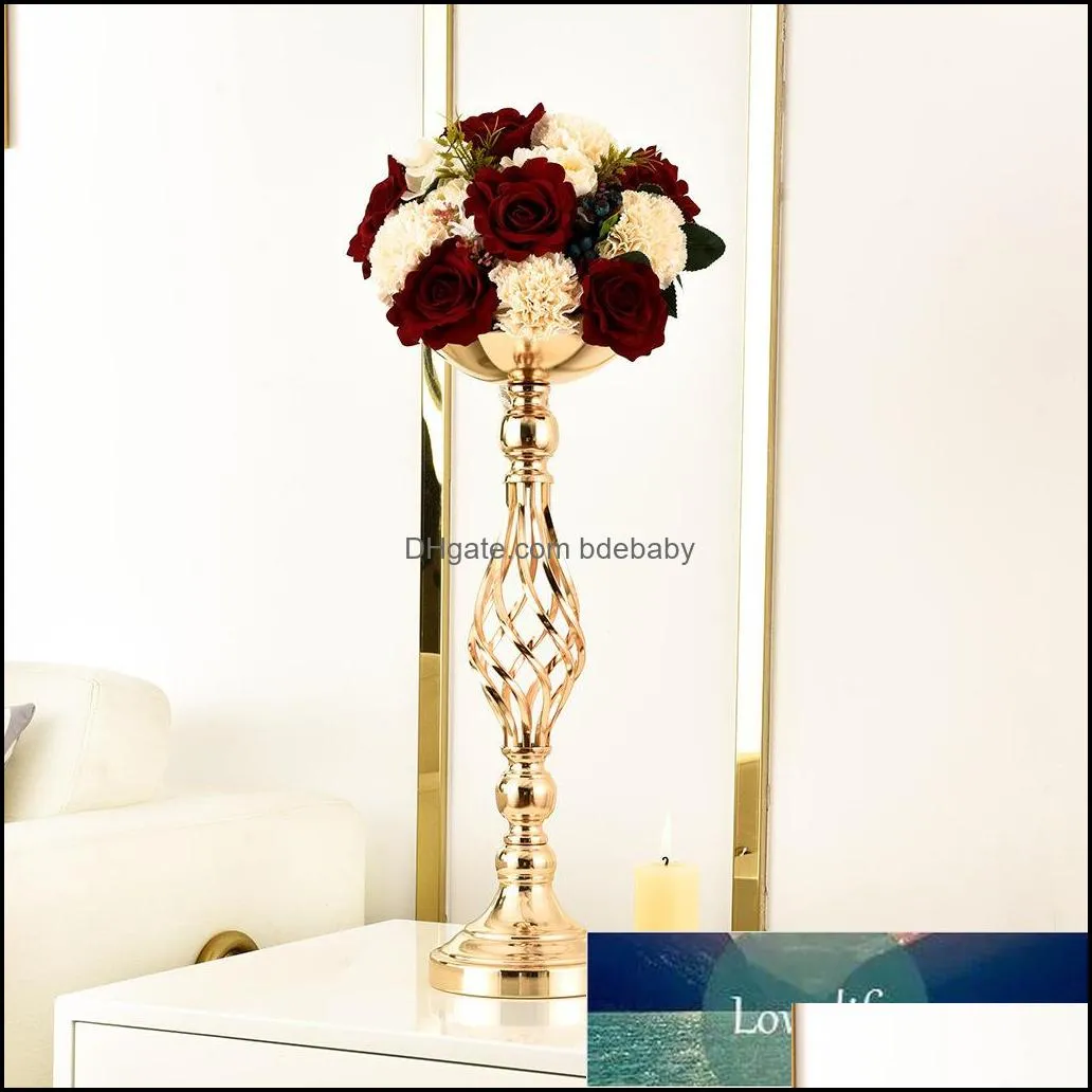 IMUWEN Gold Flowers Vases Candle Holders Road Lead Table Centerpiece Metal Stand Candlestick For Wedding Party Decor