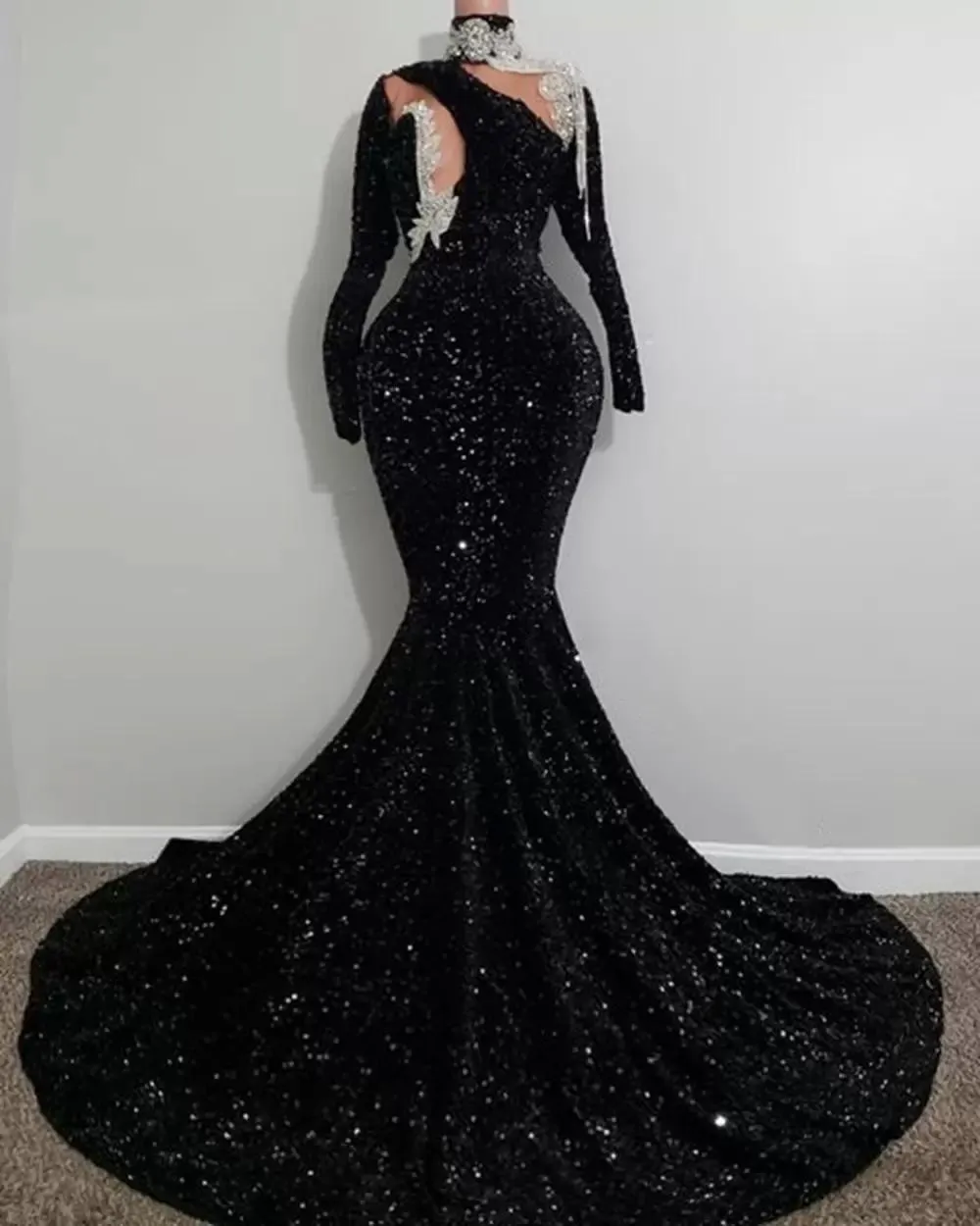 black floral bridesmaid dresses Ursula Black floral-lace mermaid maxi dress, L / Black
