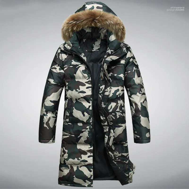 Men's Down & Parkas Men Plus Size Winter Camouflage Duck Jacket Long Coat Man Fur Collar Parka Casaco Masculino KJ6921 Phin22