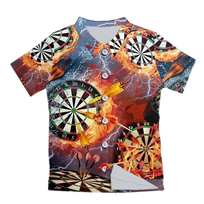 CJLM Camisa hawaiana divertida Dardos 3D Impreso Botón de manga corta S Moda Y2k Ropa Estilo casual Talla grande al por mayor 220623