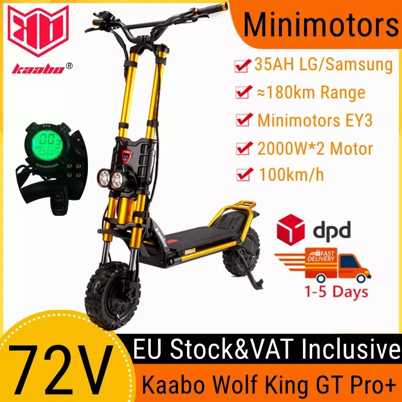 EU Stock Original Kaabo Wolf King GT Pro Scooter 11inch 72V 35AH Top Speed 100km/h Minimotors New Generation Monster SUV E-Scooter Foldable Skateboard