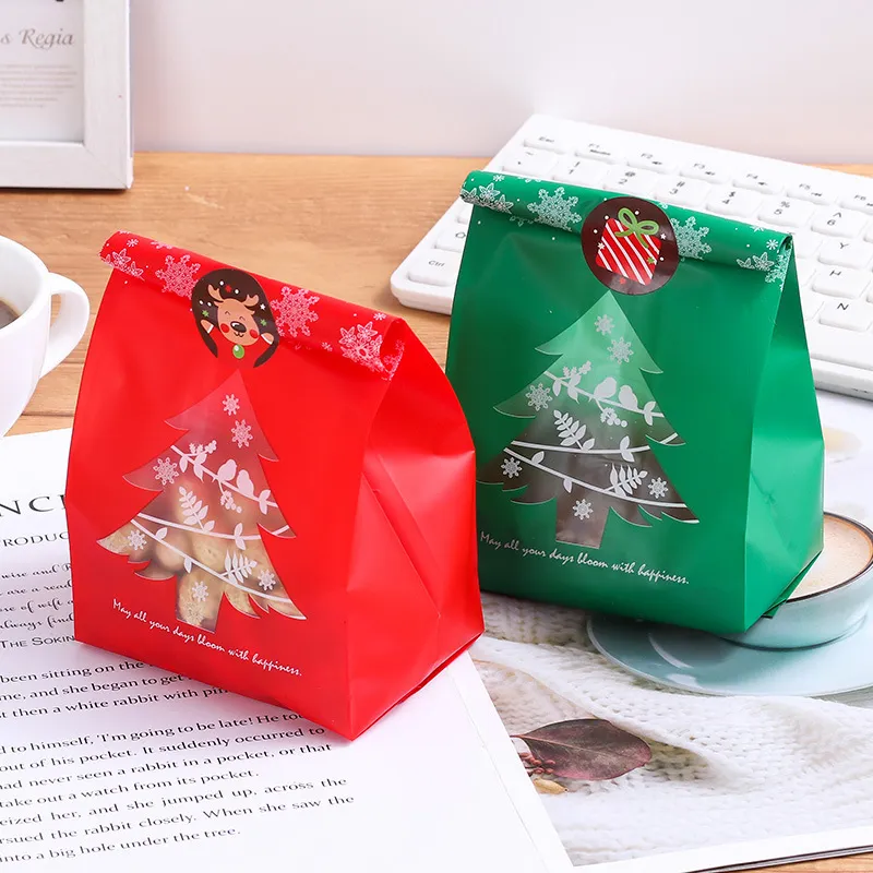 25Pcs Snowflake Christmas Tree Gift Bags Merry Christmas Candy Boxes Baking Packaging Bag Xmas Decoration for Home 2022 Navidad