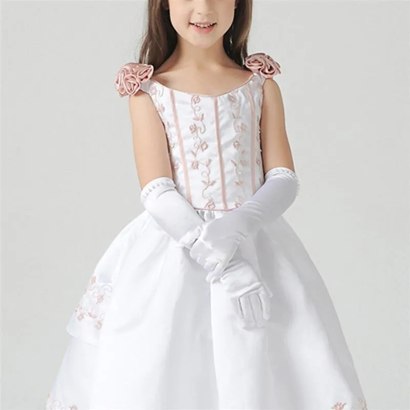 Stunning Satin Pearl Flower Girl Gloves Perfect For Weddings